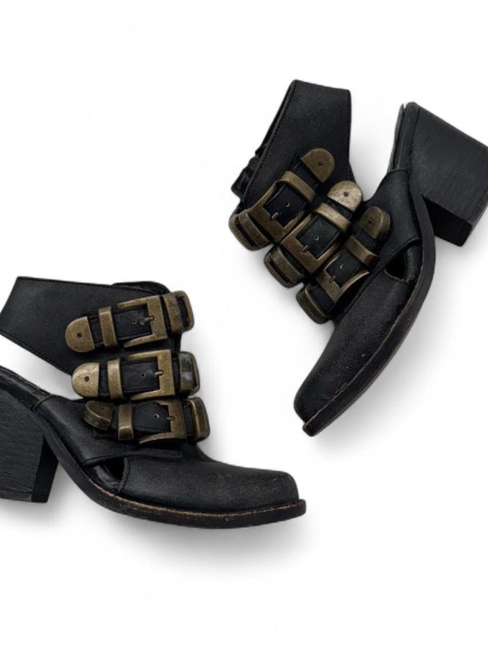 Vintage Iconic Jeffrey Campbell Tripoli buckle leather ankle boot size 7